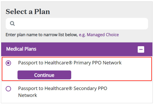 选择Passport to Healthcare Primary PPO Network